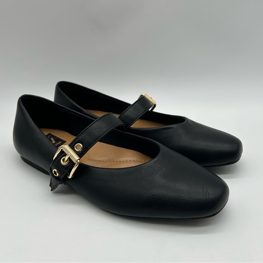 DV by Dolce Vita Black Mary Jane Flats Gold Buckle Women’s Size 10 New With Box - Picture 4 of 11